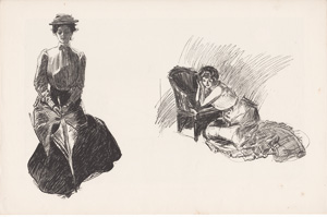 [sketches of 'Gibson Girls']